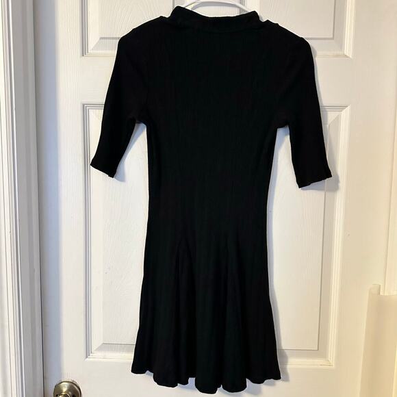 Free People Jolene Fit And Flare Ribbed Black Mini Dress Size Small - Picture 6 of 8